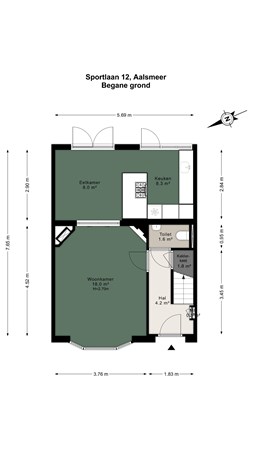 Floorplan - Sportlaan 12, 1431 HZ Aalsmeer